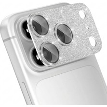 Kzn Tech iPhone 17 Pro Uyumlu Safir Kamera Lensi Simli Full Çerçeveli  Darbe Emici Lens Koruma