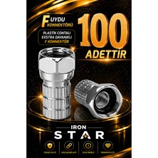 Iron Star 100 Adet F Uydu Konnektörü / Rg6 F Konnektör / Plastik Contalı / Rg6 Uydu Kablo Konnektörü / Koaksiyel Kablo Ucu / Uydu Anten Kablosu F Konnektörü /konnektör-Kornektör-Jak-Bağlantı Aparatı
