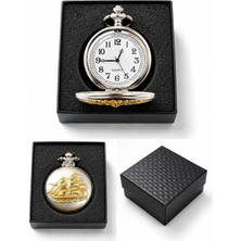 Keyfim Shop Kişiye Özel Özel Kutulu Gümüş Tren Temalı Köstekli Saat