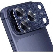 Kzn Tech iPhone 17 Pro Max Uyumlu Safir Kamera Lensi Simli Full Çerçeveli  Darbe Emici Lens Koruma