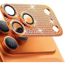 Kzn Tech iPhone 17 Pro Uyumlu Safir Kamera Lensi Lüx Taşlı Full Çerçeveli  Darbe Emici Lens Koruma