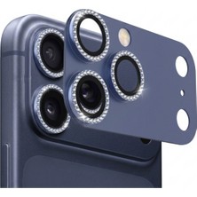 Kzn Tech iPhone 17 Pro Uyumlu Safir Kamera Lensi Taşlı Full Çerçeveli  Darbe Emici Lens Koruma