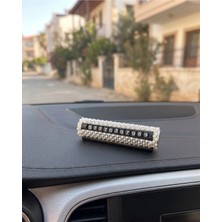 Işıltı Design Beyaz Incili Kristal Gümüş Taşlı Numaralık Numaratör Araç Içi Lüks Metal Gövde