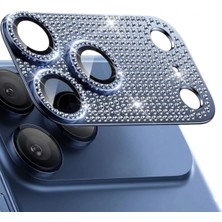 Kzn Tech iPhone 17 Pro Max Uyumlu Safir Kamera Lensi Lüx Taşlı Full Çerçeveli  Darbe Emici Lens Koruma