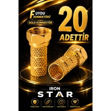 Iron Star 20 Adet Gold F Uydu Konnektörü / Rg6 F Konnektör / Çanak Anten Bağlantı / Rg6 Uydu Kablo Konnektörü / Koaksiyel Kablo Ucu / Uydu Anten Kablosu F /konnektör-Kornektör-Jak-Bağlantı Aparatı-Gold