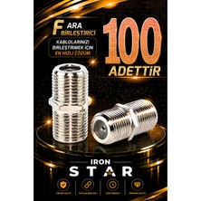 Iron Star 100 Adet F Ara Birleştirici / F Dişi Dişi Adaptör / F Konnektör Ara Ek Aparatı / Uydu Kablosu Ek Aparatı / Kablo Birleştirici / Anten Kablosu Ara Birleştirici /konnektör-Kornektör-Jak-Bağlantı Aparatı
