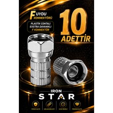 Iron Star 10 Adet F Uydu Konnektörü / Rg6 F Konnektör / Plastik Contalı / Rg6 Uydu Kablo Konnektörü / Koaksiyel Kablo Ucu / Uydu Anten Kablosu F Konnektörü /konnektör-Kornektör-Jak-Bağlantı Aparatı