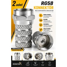 Iron Star 2 Adet RG58 Konnektör / RG58 F Konnektör / 50 Ohm RG58 Konnektör / RG58 Koaksiyel Kablo Konnektörü / RG58 Kablo Ucu Soketi / RG58 Anten Konnektörü /konnektör-Kornektör-Jak-Bağlantı Aparatı