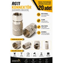 Iron Star 20 Adet RG11 Konnektör / RG11 F Konnektör / RG11 Koaksiyel Kablo Konnektörü / RG11 Uydu Kablosu Konnektörü / RG11 Kablo Ucu Soketi /RG11 Anten Konnektörü /konnektör-Kornektör-Jak-Bağlantı Aparatı