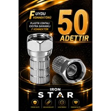 Iron Star 50 Adet F Uydu Konnektörü / Rg6 F Konnektör / Plastik Contalı / Rg6 Uydu Kablo Konnektörü / Koaksiyel Kablo Ucu / Uydu Anten Kablosu F Konnektörü /konnektör-Kornektör-Jak-Bağlantı Aparatı
