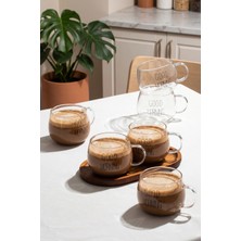 Porsima 2088 6lı Borosilikat Isıya Ateşe Dayanıklı Cam Kulplu Çay Bardağı Kahve Bardak Kupa Şeffaf 400 ml