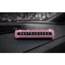 Işıltı Design Toz Pembe Kristal Taşlı Numaralık Numaratör Araç Içi Lüks Metal Gövde