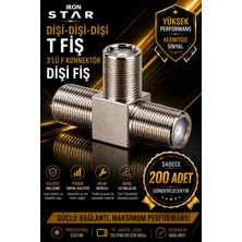Iron Star 200 Adet Dişi Dişi Dişi T Fiş / 3'lü F Konnektör Dişi T Adaptör / F Konnektör T Çoklayıcı Dişi Dişi Dişi / Uydu Anten T Fiş Dişi 3 Yollu / F Tipi Dişi T Konnektör / Uydu Kablo T Adaptör F Dişi
