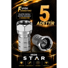 Iron Star 5 Adet F Uydu Konnektörü / Rg6 F Konnektör / Plastik Contalı / Rg6 Uydu Kablo Konnektörü / Koaksiyel Kablo Ucu / Uydu Anten Kablosu F Konnektörü /konnektör-Kornektör-Jak-Bağlantı Aparatı