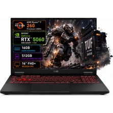 Asus Tuf Gaming A16 FA608UMI-TU166 RTX5060 Ryzen 7 260 16GB Ram 512GB SSD 16 Inç Fhd+ 144Hz Taşınabilir Bilgisayar