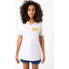 Nuclear Assault Lettern Logo Beyaz Kadın V Yaka Tshirt