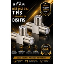 Iron Star 2 Adet Dişi Dişi Dişi T Fiş / 3'lü F Konnektör Dişi T Adaptör / F Konnektör T Çoklayıcı Dişi Dişi Dişi / Uydu Anten T Fiş Dişi 3 Yollu / F Tipi Dişi T Konnektör / Uydu Kablo T Adaptör F Dişi