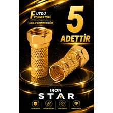 Iron Star 5 Adet Gold F Uydu Konnektörü / Rg6 F Konnektör / Çanak Anten Bağlantı / Rg6 Uydu Kablo Konnektörü / Koaksiyel Kablo Ucu / Uydu Anten Kablosu F /konnektör-Kornektör-Jak-Bağlantı Aparatı-Gold