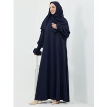 Kadeem Giyim Meryem Şal Hediyeli Dubai Abaya Lacivert - 1016