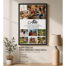 Kişiye Özel A4 Siyah Çerçeveli Ahşap Tablo Çoklu Fotoğraf Kolajı Uv Baskı