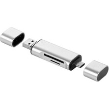 4858 Type C USB Kart Okuyucu Micro Sd Card Reader Çevirici Dönüştürücü Adaptör