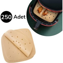 250 Adet Air Fryer Pişirme Kağıdı Tek Kullanımlık Hava Fritöz Yağ Geçirmez Yapışmaz Gıda Pişirme Kağıdı Delikli Kare Model (3)