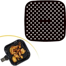 Siyah Isıya Dayanıklı Yıkanılabilir Silikon Fırın ve Airfryer Kare Model Pişirme Matı 21,5 cm (3)