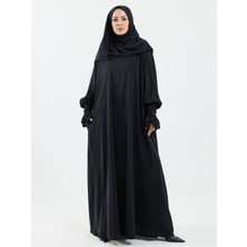 Kadeem Giyim Meryem Şal Hediyeli Dubai Abaya Siyah - 1016