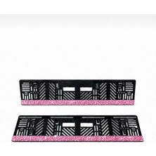 Işıltı Design Taşlı Plakalık Oto Plaka Toz Pembe Taşlı 2 Adet