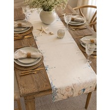 Megi Concept Dijital Baskılı Deniz Kabuğu Desenli Masa Runner 40X140 cm Marine Dekoratif Runner Masa Örtüsü