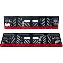 Işıltı Design Kadınlara Özel Kristal Taşlı Oto Plakalık Kırmızı Kristal Taşlı 2 Adet