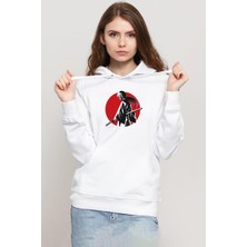 Tshirthane Rurouni Kenshin Samurai Logo Beyaz Kadın 3ip Kapşonlu Sweatshirt