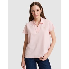 Pierre Cardin Kadın Açık Pembe A Kesim Comfort Polo Yaka Basic Tişört 50325465-VR078