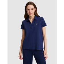 Pierre Cardin Kadın Lacivert A Kesim Comfort Polo Yaka Basic Tişört 50325465-VR033
