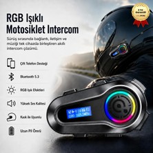 Hızlı Store  5.3 Iki Telefon Uyumlu Yeni Nesil Rgb Işıklı Intercom Motosiklet Kask Kulaklık Motorsiklet Intercom