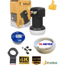 Uydupark Tsmart 2'li Lnb+ Next 50 Metre Anten Kablosu+Lnb Kelepçesi+4 Adet Contalı Konnektör