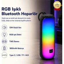 Hızlı Store Bluetooth Hoparlör RGB Işıklı TWS 1800mAh Type-C Şarjlı Taşınabilir Speaker