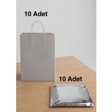 e ERTA 25X31 cm 10 Adet Gümüş Renkli Kraft ÇANTA,25X35 cm 10 Adet Gümüş Renkli Metalize Hediye Poşeti