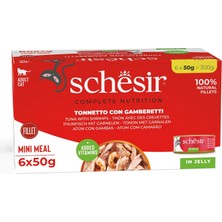 Schesir Ton ve Karidesli Tam ve Dengeli Jöleli Multipack Kedi Konservesi 6 x 50 Gr.