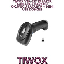 Tıwox VSK-227 1d Lazer Kablosuz Barkod Okuyucu Batarya + Mını USB