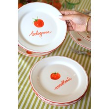 Rakle x Bengi Kurtcebe Pomodoro Stoneware 4'lü Meze Tabağı Seti 21 cm