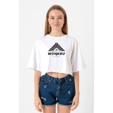 THE100 Wonkru Sembol Beyaz Kadın Crop Tshirt