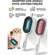 Kamptek Kamp Teknolojisi Kamptek Spreyli Kedi Köpek Tarağı - Su Hazneli Evcil Hayvan Tüy Toplama ve Masaj Fırçası