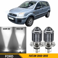 Caralp Ford Fusion 2002-2012 Uyumlu Mercekli Far Ampulü LED Xenon Beyaz Renk Far Şimşek Etkili Csp LED Lamba Uzun Kısa 2 Adet Takım