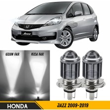 Caralp Honda Jazz 2009-2019 Uyumlu Mercekli Far Ampulü LED Xenon Beyaz Renk Far Şimşek Etkili Csp LED Lamba Uzun Kısa 2 Adet Takım