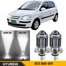 Caralp Hyundai Getz 2002–2011 Uyumlu Mercekli Far Ampulü LED Xenon Beyaz Renk Far Şimşek Etkili Csp LED Lamba Uzun Kısa 2 Adet Takım