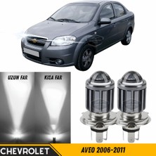 Caralp Chevrolet Aveo 2006-2011 Uyumlu Mercekli Far Ampulü LED Xenon Beyaz Renk Far Şimşek Etkili Csp LED Lamba Uzun Kısa 2 Adet Takım