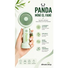 Dimute Shop Panda Mini El Fanı Taşınabilir USB Şarjlı Sessiz Masa ve El Tipi Vantilatör