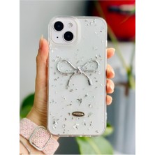 Go Aksesuar Iphone 13-14 - 15 ile Uyumlu Şeffaf Simli Epoksili Telefon Kılıfı