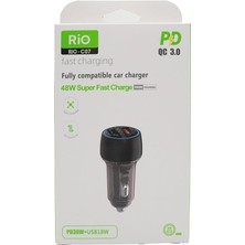 Rio Battery Rio Tech RIO-C07 48W Hızlı Araç Şarj Cihazı Pd 3.0 Qc 3.0